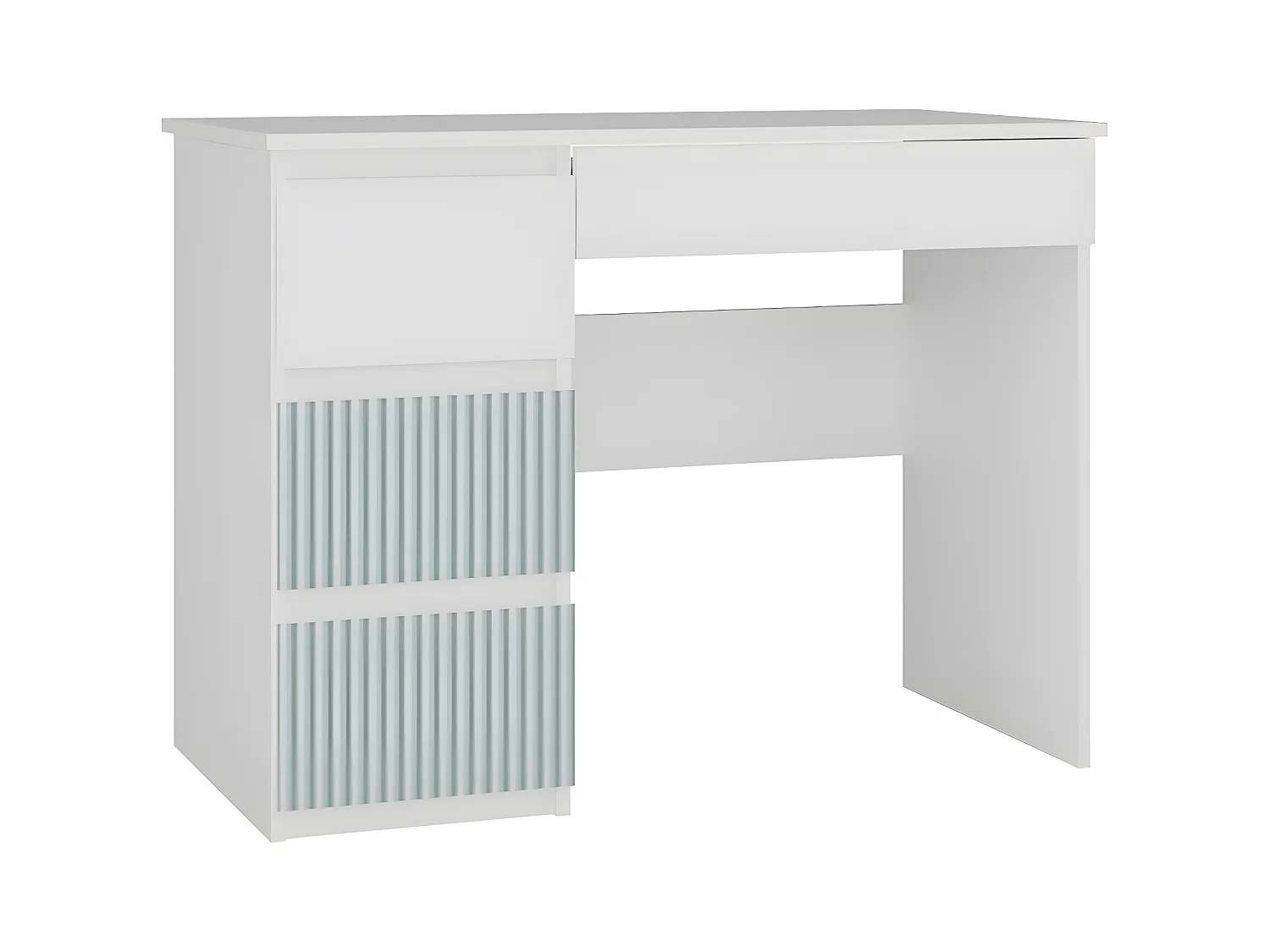 MESO - Bureau droit style moderne bureau/chambre enfant - 98x51x76 cm - 4 tiroirs à gauche - Blanc et vert