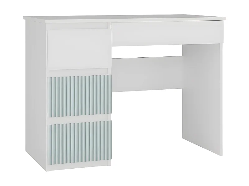 MESO - Scrivania in stile moderno/camera dei bambini - 98x51x76 cm - 4 cassetti a sinistra - Bianco e verde