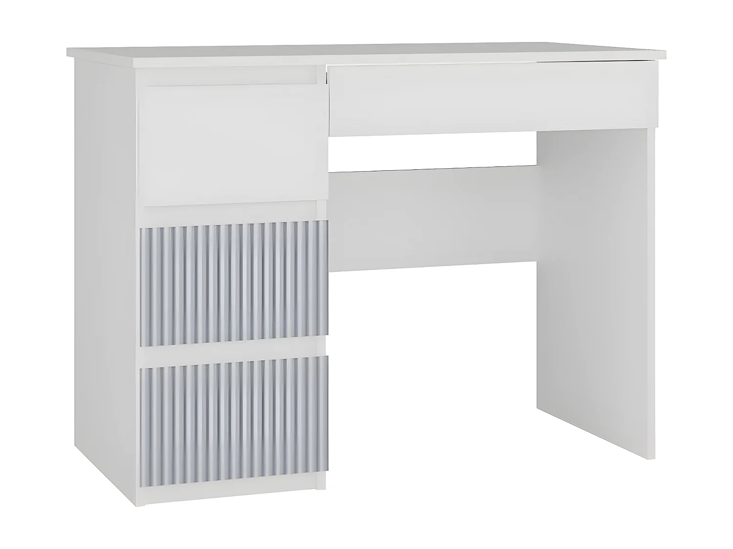 MESO - Scrivania in stile moderno/camera per bambini - 98x51x76 cm - 4 cassetti a sinistra - Bianco e blu