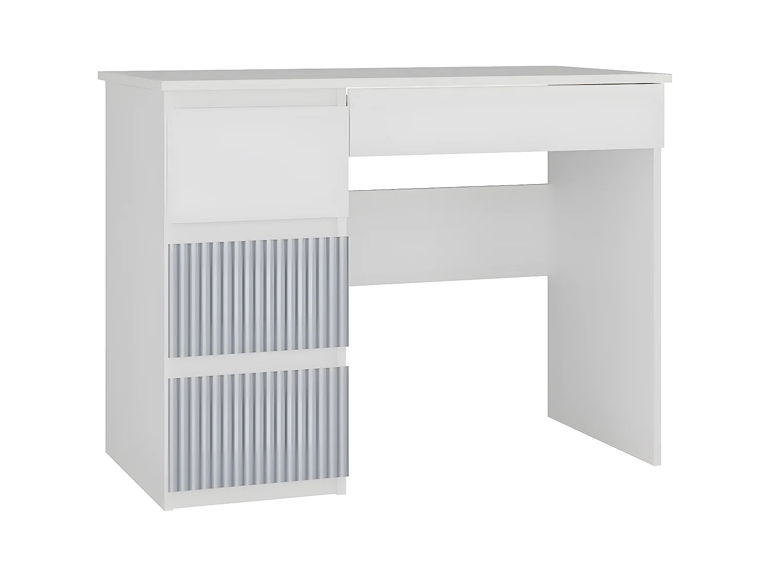 MESO - Bureau droit style moderne bureau/chambre enfant - 98x51x76 cm - 4 tiroirs à gauche - Blanc et bleu