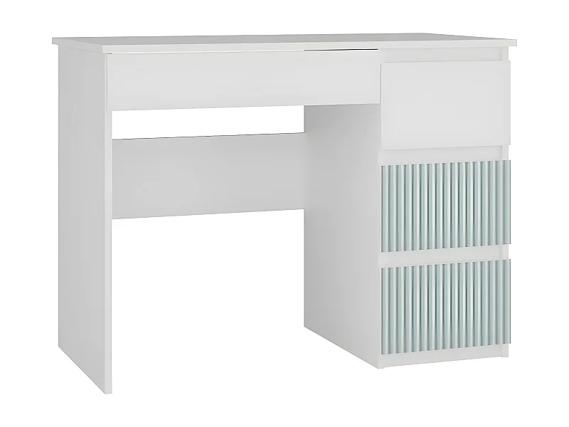 MESO - Scrivania in stile moderno/camera dei bambini - 98x51x76 cm - 4 cassetti a destra - Bianco e verde