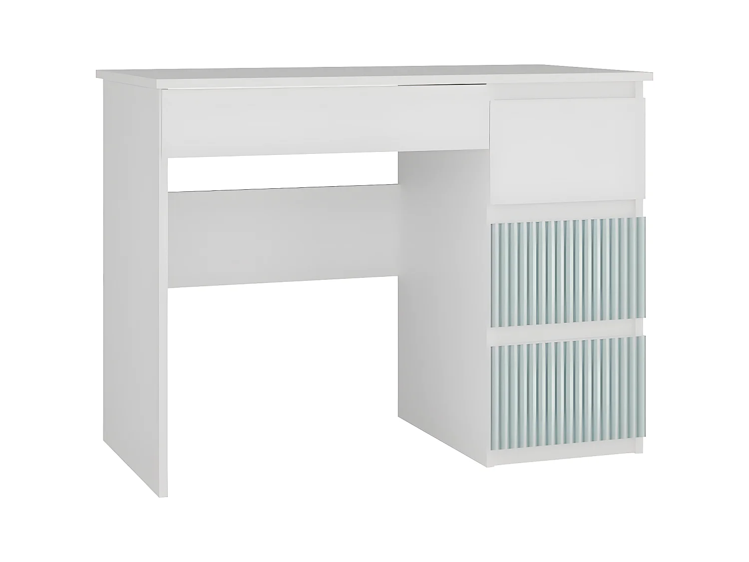 MESO - Bureau droit style moderne bureau/chambre enfant - 98x51x76 cm - 4 tiroirs à droite - Blanc et vert
