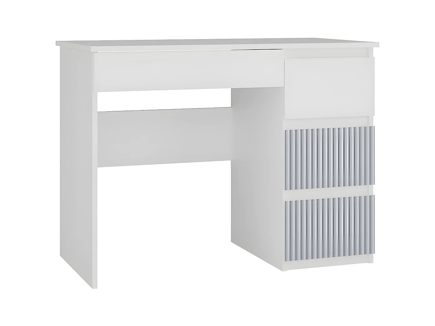MESO - Bureau droit style moderne bureau/chambre enfant - 98x51x76 cm - 4 tiroirs à droite - Blanc et bleu