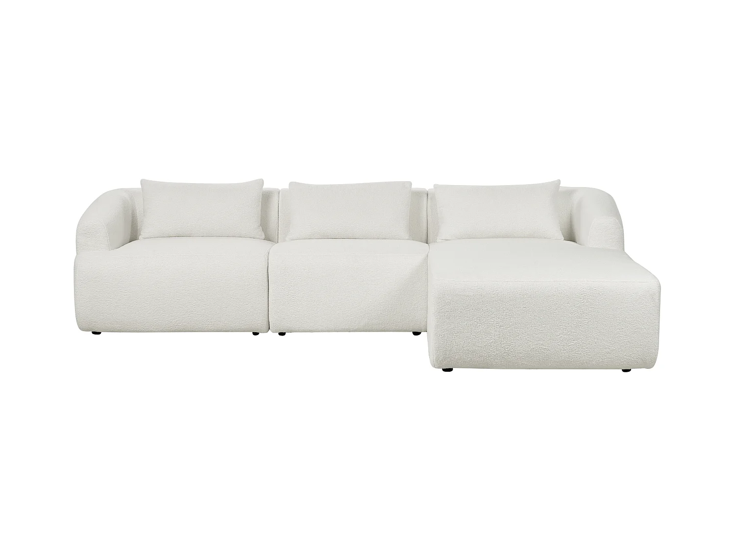 3-Sitzer Ecksofa L-förmig Bouclé weiß mit Chaiselongue links 3 Kissen Svansele