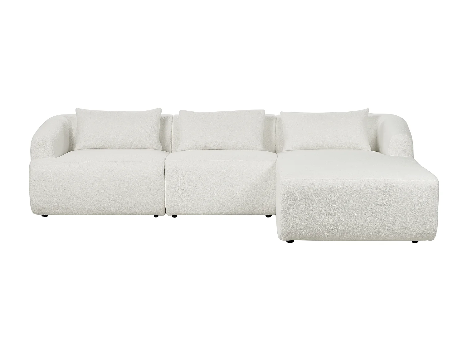 Canapé Angle Gauche Design Minimaliste Moderne 3 Places avec Coussins 3 places en Tissu Bouclé Rembourré Blanc Svansele