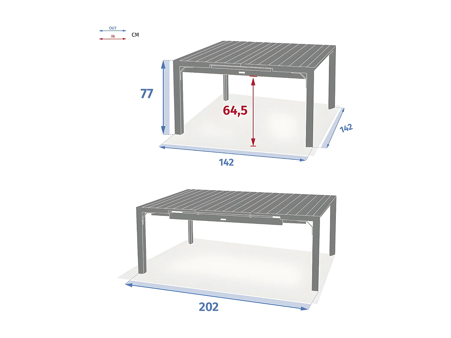 Table de jardin extensible carrée Evasion lin et argile Hespéride
