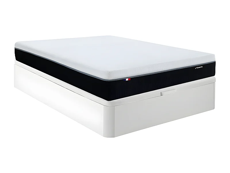 Set 140x190cm Rete vano Bianco + Materasso ignifugo molle insac. 7 zone e memory foam sp. 29cm - SIVA di YSMÉE