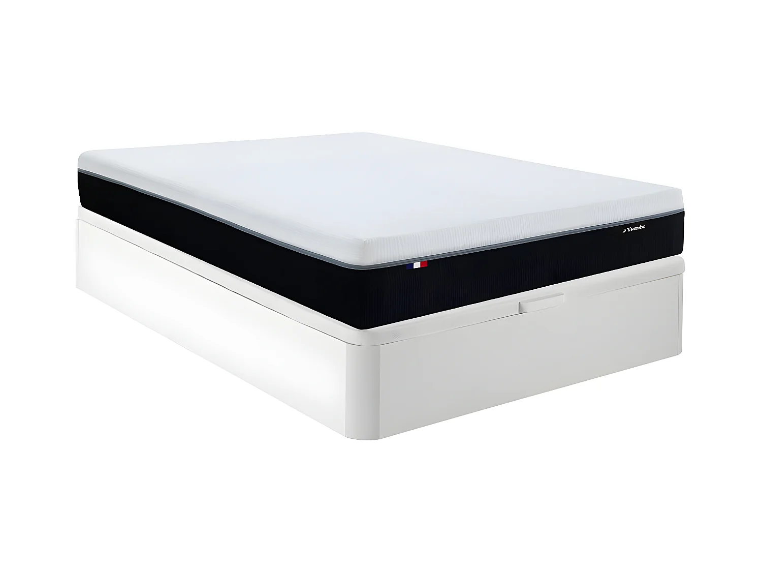 Conjunto de canapé abatible de 140 x 190 cm blanco + colchón anti-fuego de muelles ensacados de 7 zonas y espuma viscoelástica de 29 cm de grosor - SIVA de YSMÉE