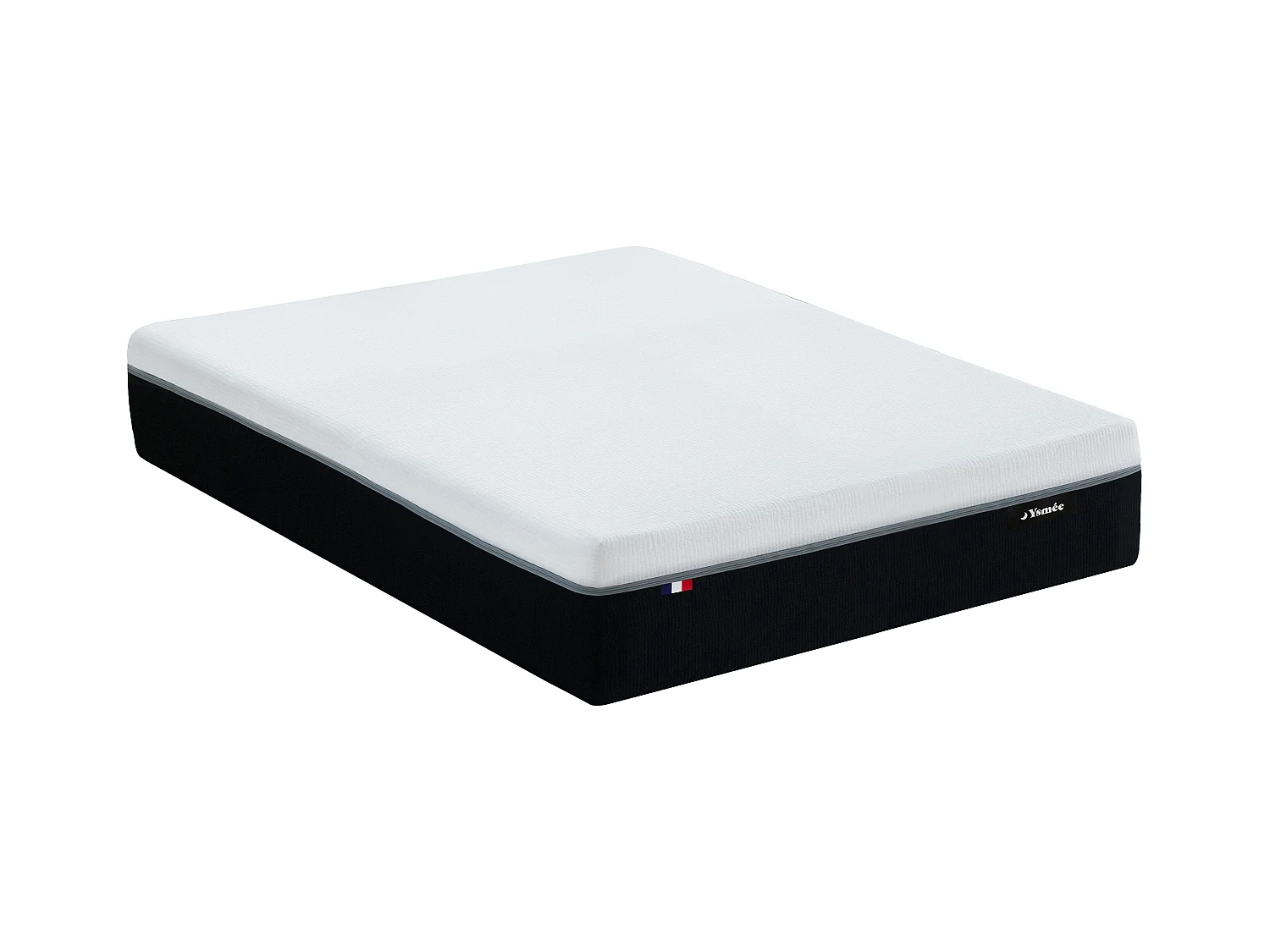 Ensemble 140 x 190 cm sommier coffre blanc + matelas hybride anti-feu ressorts ensachés 7 zones et mémoire de forme ép.29cm - SIVA de YSMÉE