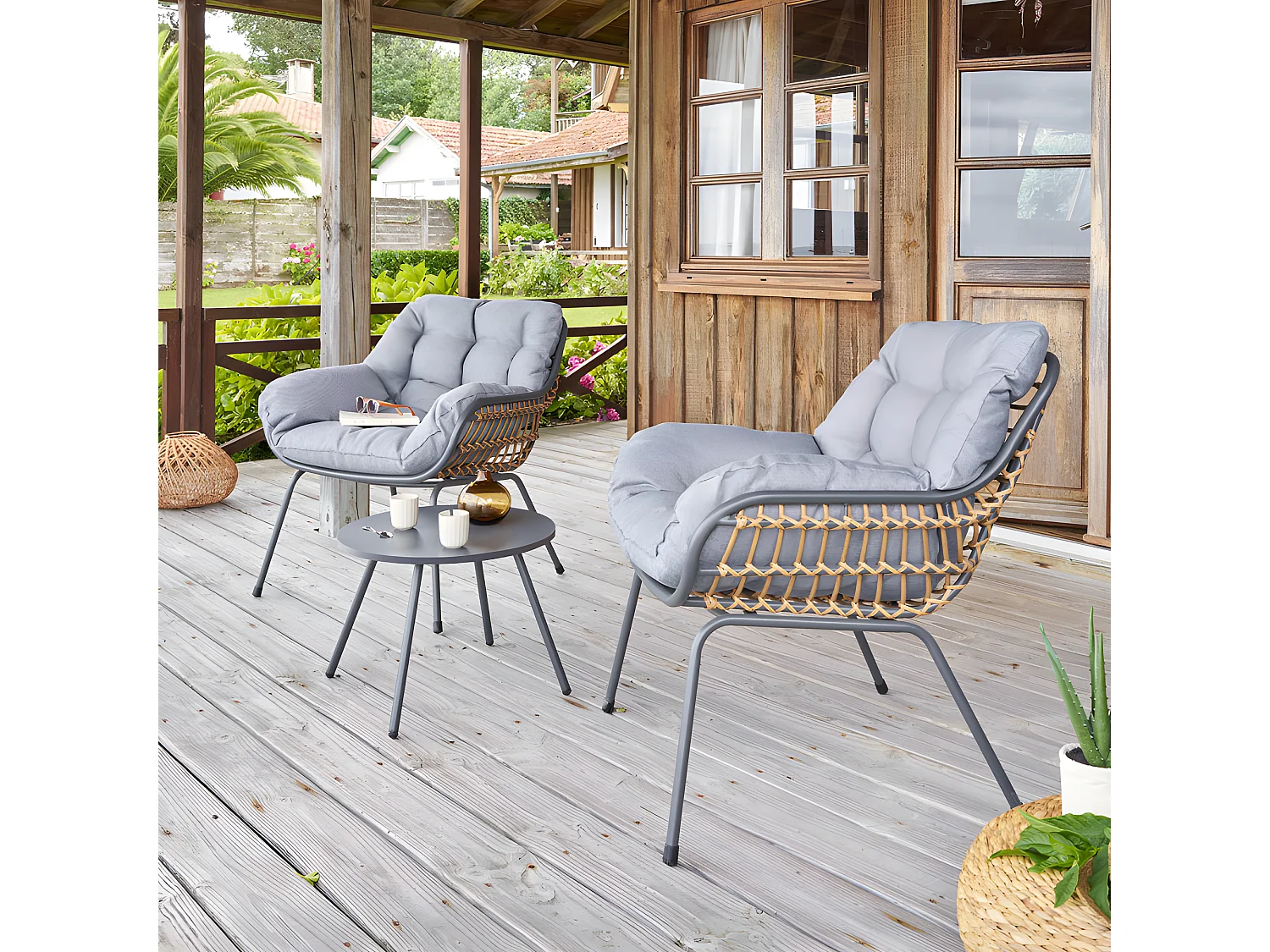 Salon de jardin 2 places Paopao graphite Hespéride