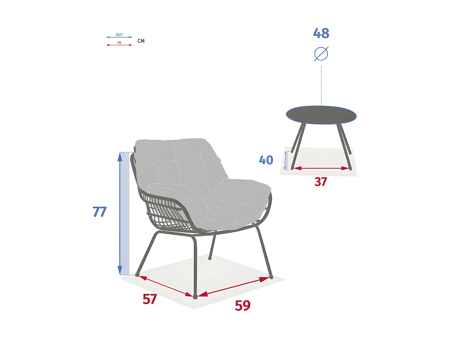 Salon de jardin 2 places Paopao graphite Hespéride