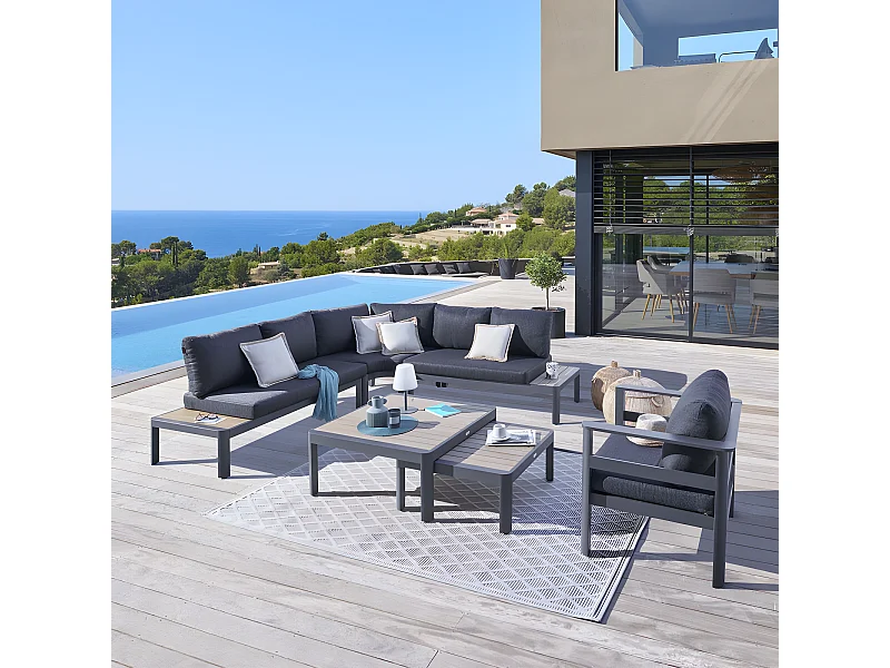Salon de jardin d'angle Paradize graphite Hespéride