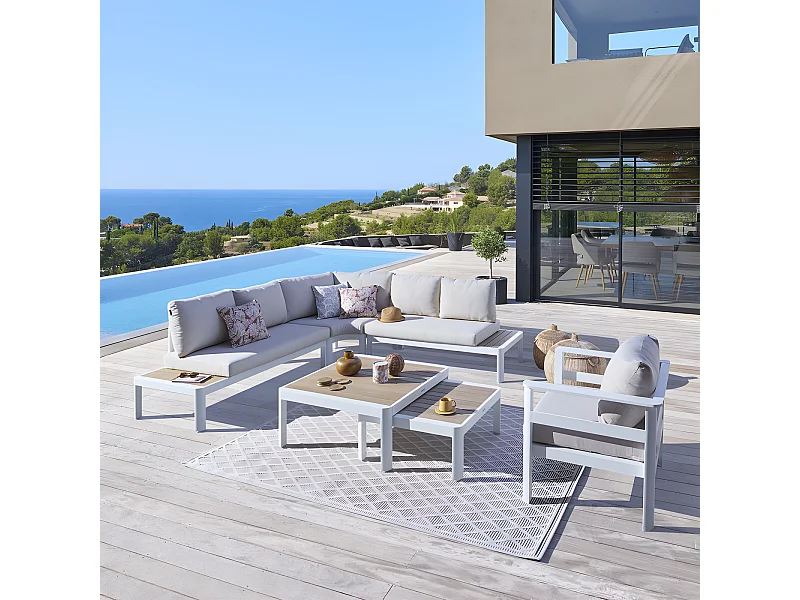 Salon de jardin d'angle Paradize blanc Hespéride