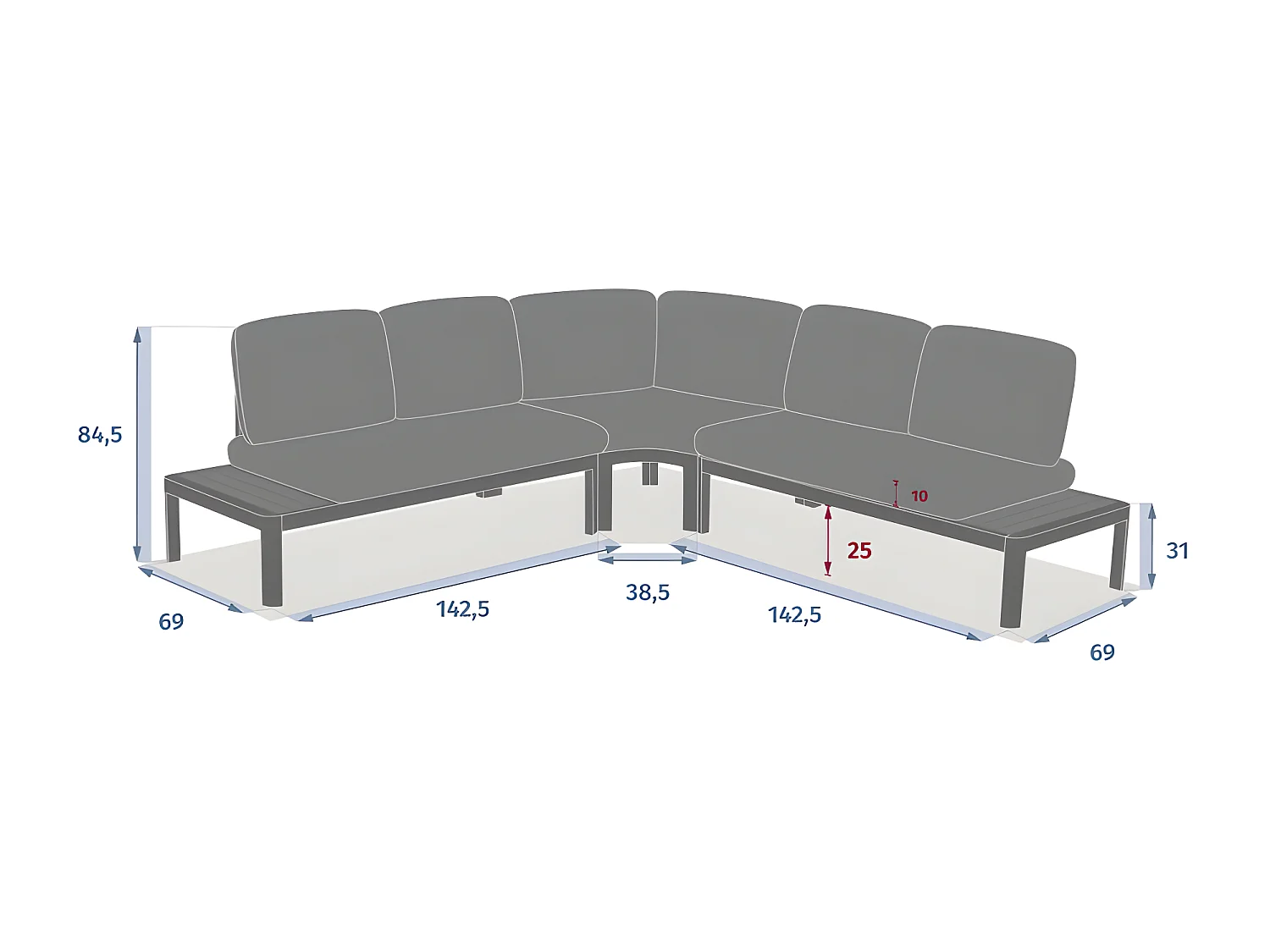 Salon de jardin d'angle Paradize blanc Hespéride