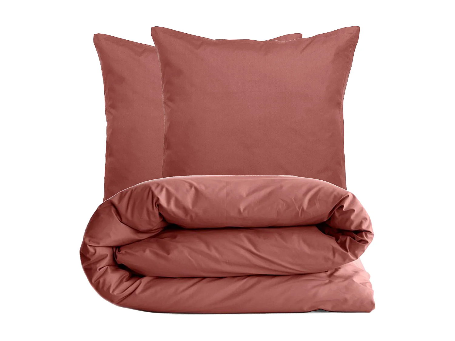 Parure de lit 260x240 cm set 65x65 cm percale MANOIR rose Pêche