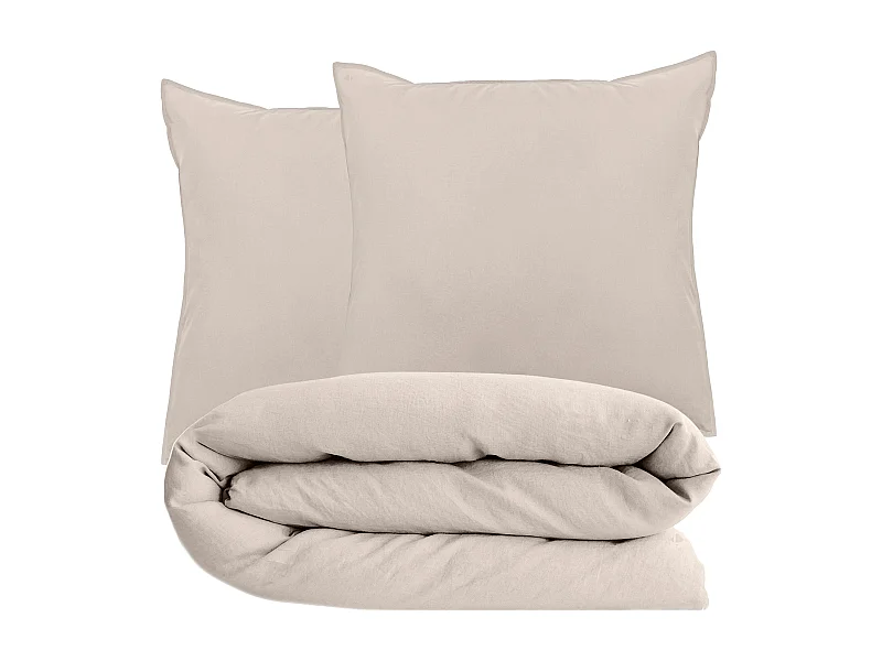 Parure de lit 260x240 cm et 65x65 cm collection OPERA beige naturel 3 pièces