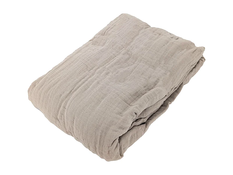 Drap housse MILOS mousseline de coton 160x200 cm bonnet 30 cm uni beige naturel