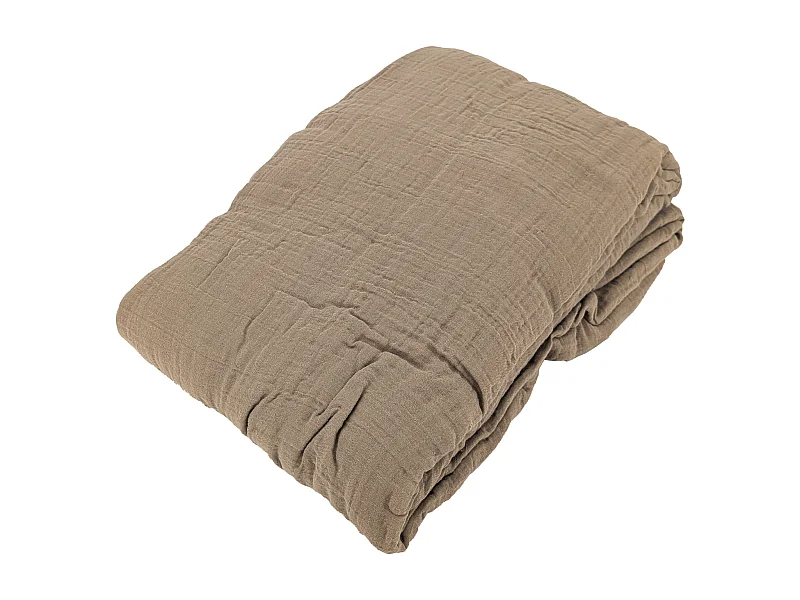 Drap housse MILOS mousseline de coton 140x200 cm bonnet 30 cm uni marron camel