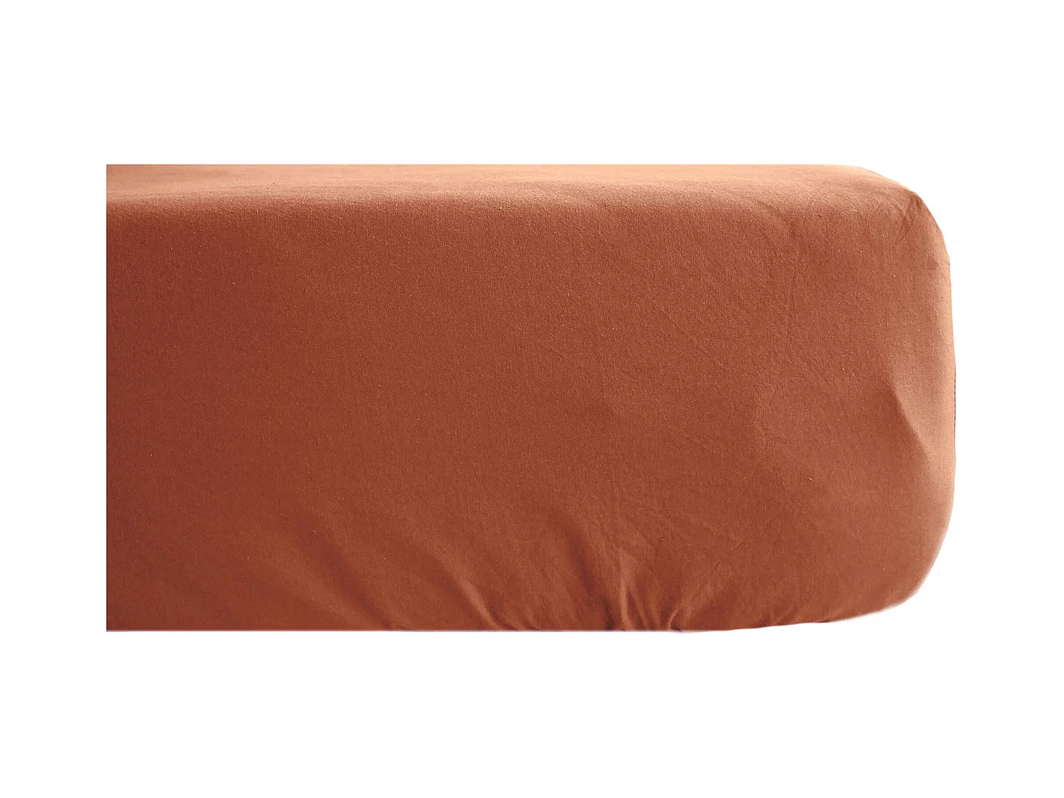 Drap housse 180x200 cm pur coton lavé PALACE marron terre cuite
