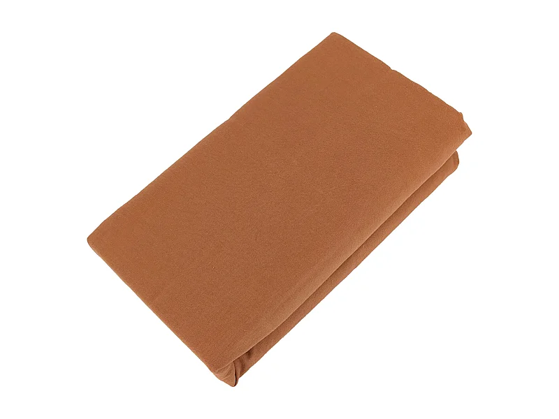Drap housse PALACE pur coton lavé 180x200 cm bonnet 35 cm uni marron terre cuite