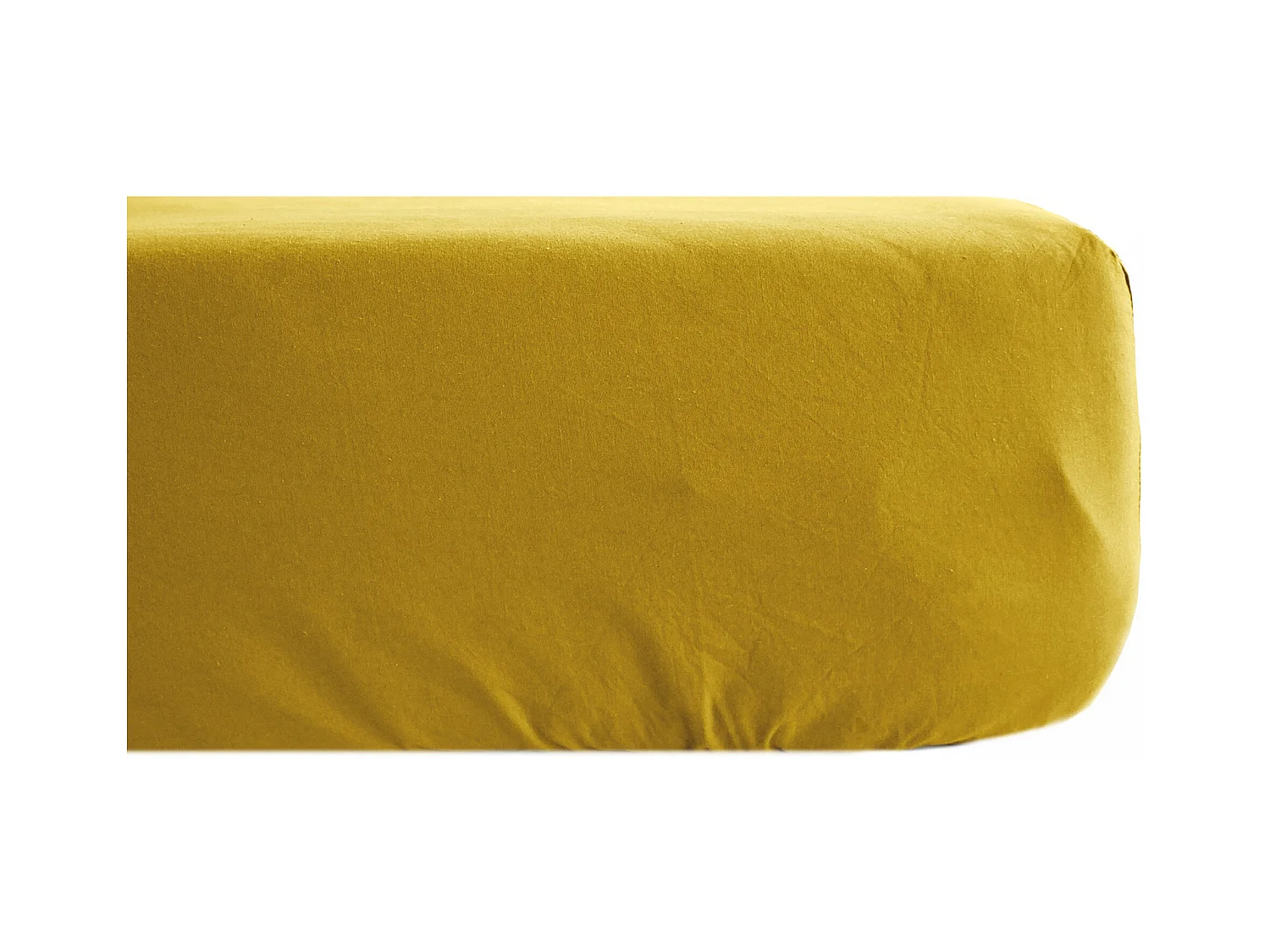 Drap housse uni 160x200 cm percale MANOIR jaune Moutarde bonnet 35