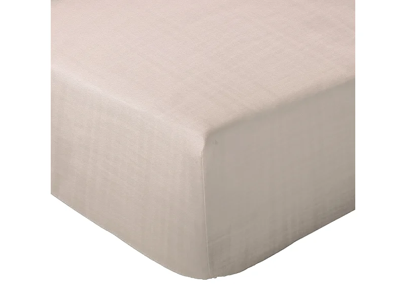 Drap housse MILOS mousseline de coton 140x200 cm bonnet 30 cm uni beige naturel