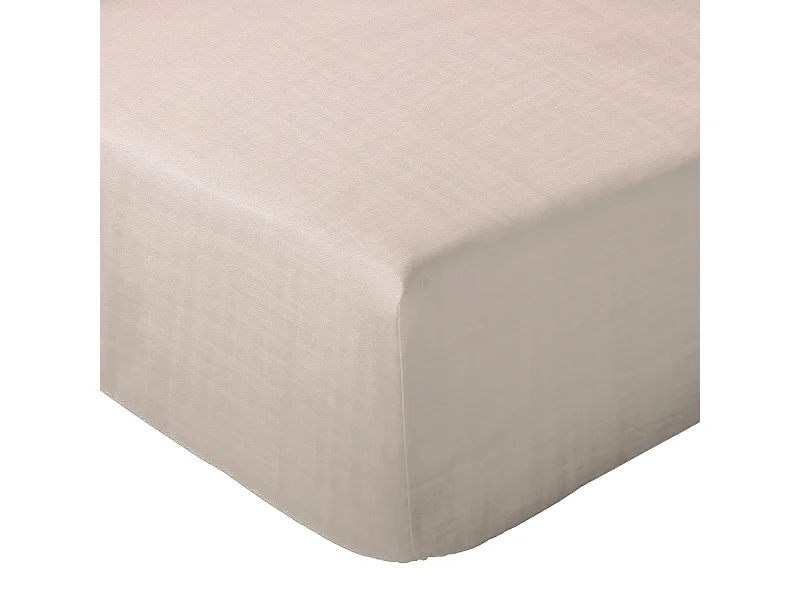 Drap housse MILOS mousseline de coton 180x200 cm bonnet 30 cm uni beige naturel
