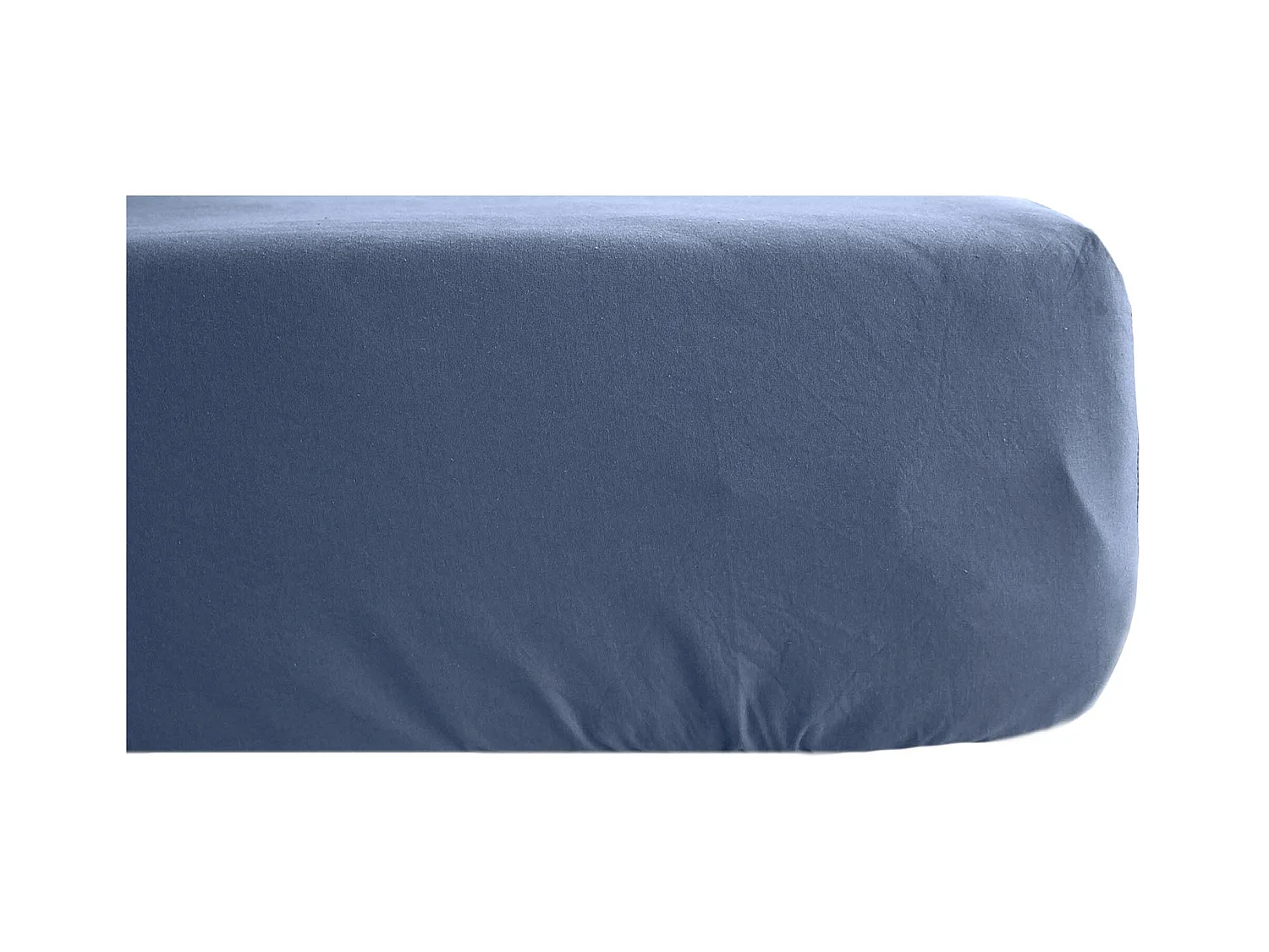 Drap housse 180x200 cm pur coton lavé PALACE bleu indigo