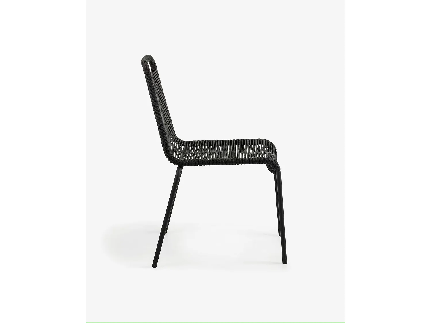 Lot de 4 chaises en corde et pieds en acier coloris noir - L. 49 x P. 59 x H. 84 cm