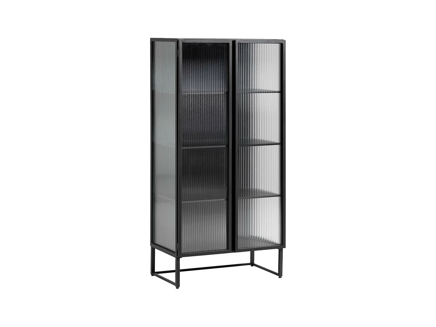 Vitrine coloris noir en acier et verre - L. 70 x P. 41 x H. 143 cm