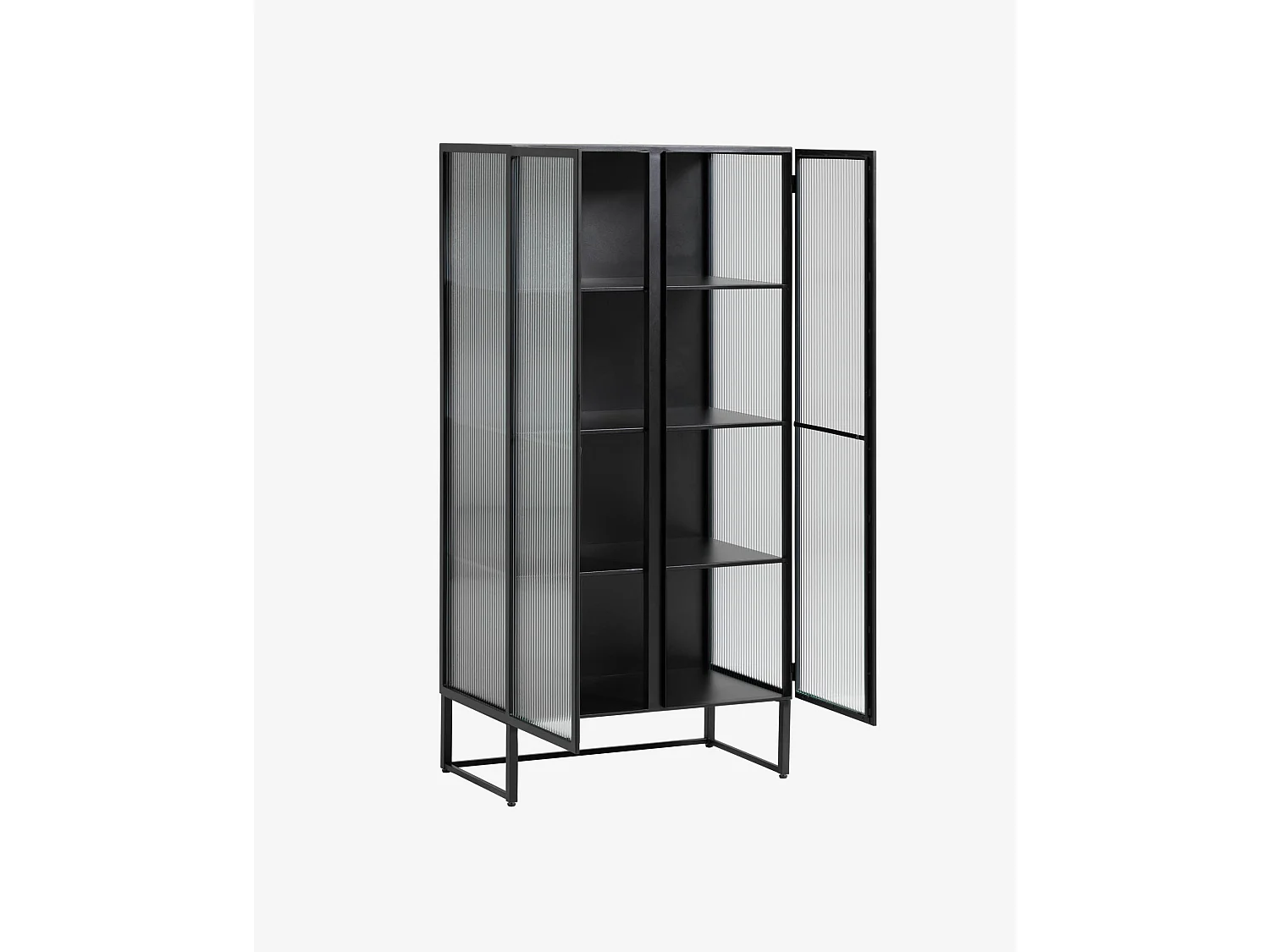 Vitrine coloris noir en acier et verre - L. 70 x P. 41 x H. 143 cm