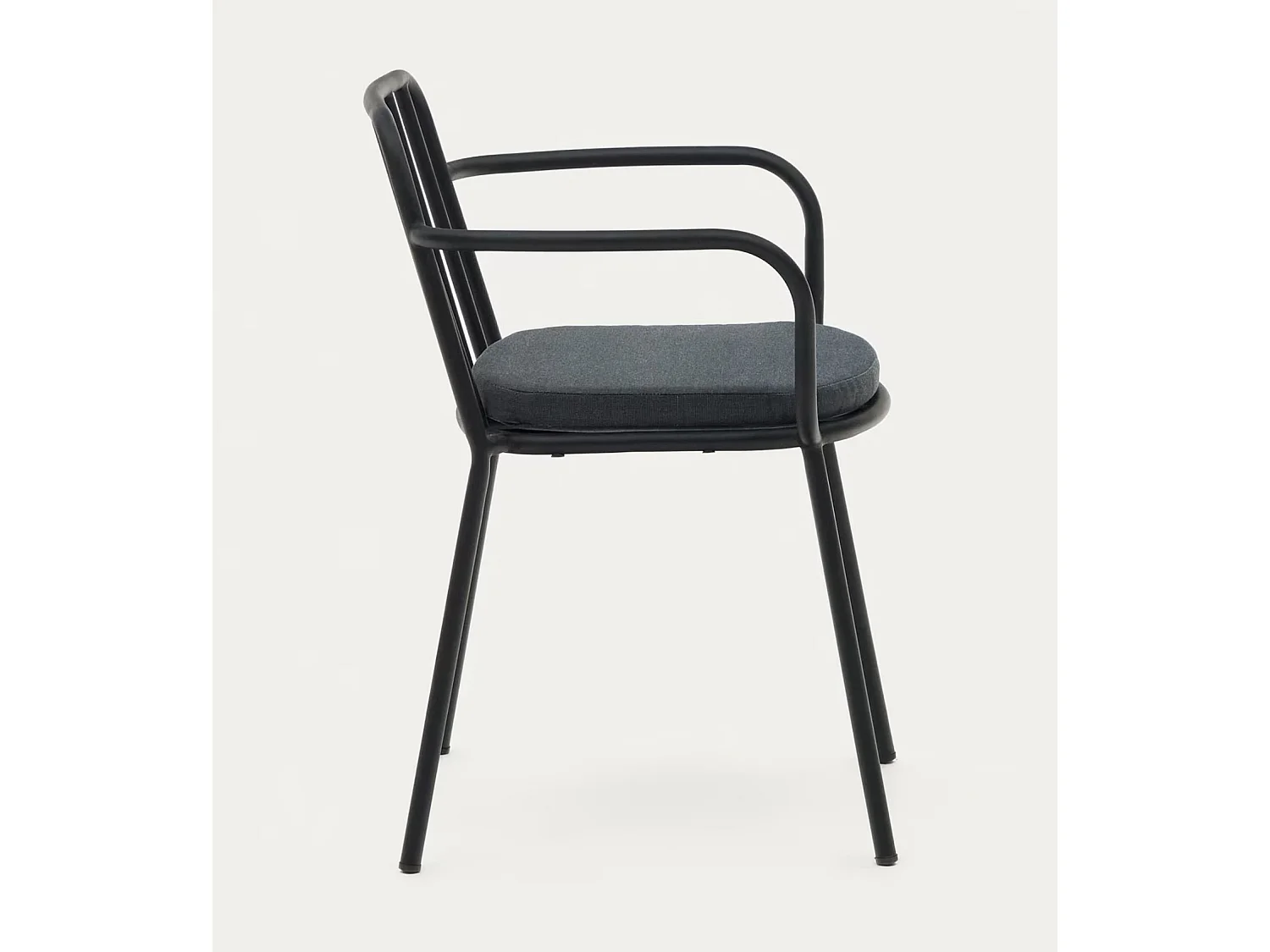 Lot de 4 chaises en acier coloris noir - L. 60 x P. 55 x H. 76 cm