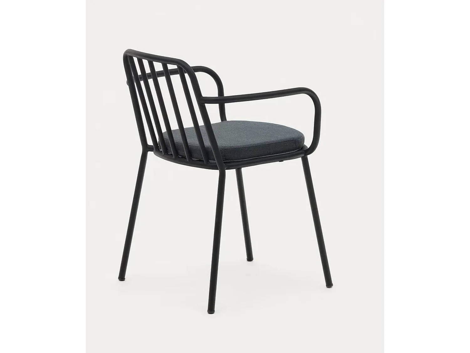 Lot de 4 chaises en acier coloris noir - L. 60 x P. 55 x H. 76 cm