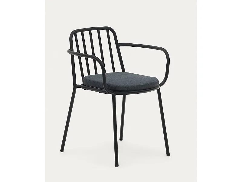 Lot de 4 chaises en acier coloris noir - L. 60 x P. 55 x H. 76 cm