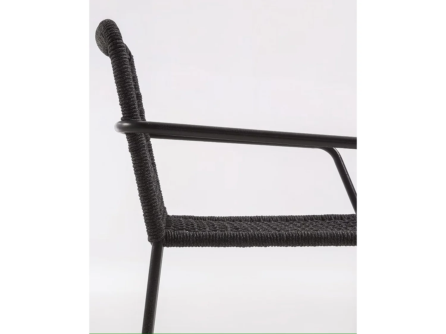 Lot de 4 Chaises en corde noire et acier galvanisé - L. 56 x P. 60 x H. 80 cm