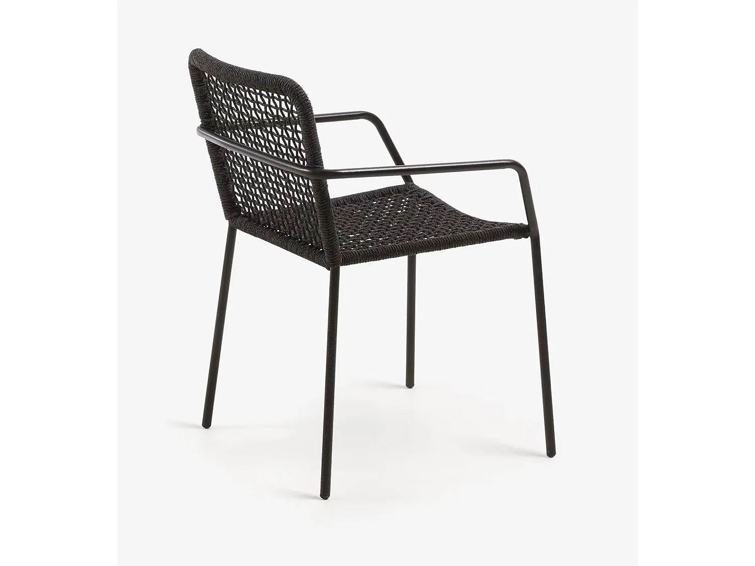 Lot de 4 Chaises en corde noire et acier galvanisé - L. 56 x P. 60 x H. 80 cm