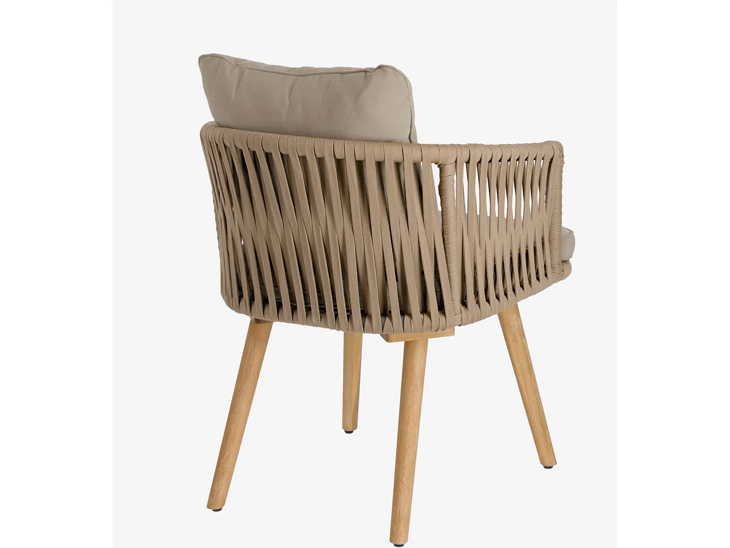 Lot de 2 chaises en corde beige et pieds en bois d'acacia massif - L. 60 x P. 64 x H. 73 cm