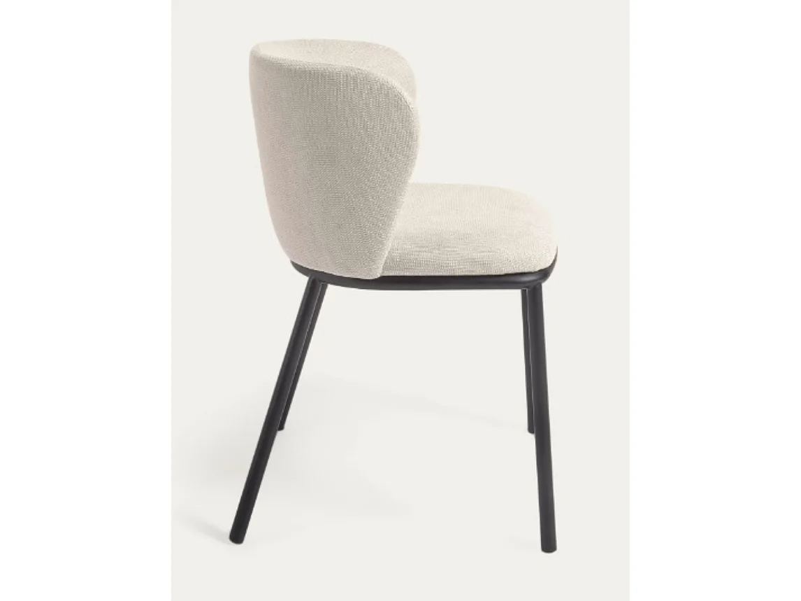 Lot de 2 chaises en tissu coloris beige et pieds en acier noir - L. 51,50 x P. 55 x H. 74,50 cm