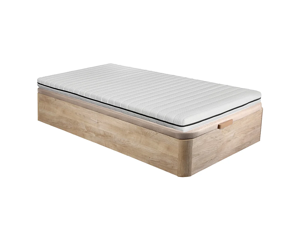 Ensemble 90 x 190 cm sommier coffre naturel clair + matelas mousse déhoussable ép.10cm - NASUS de YSMÉE