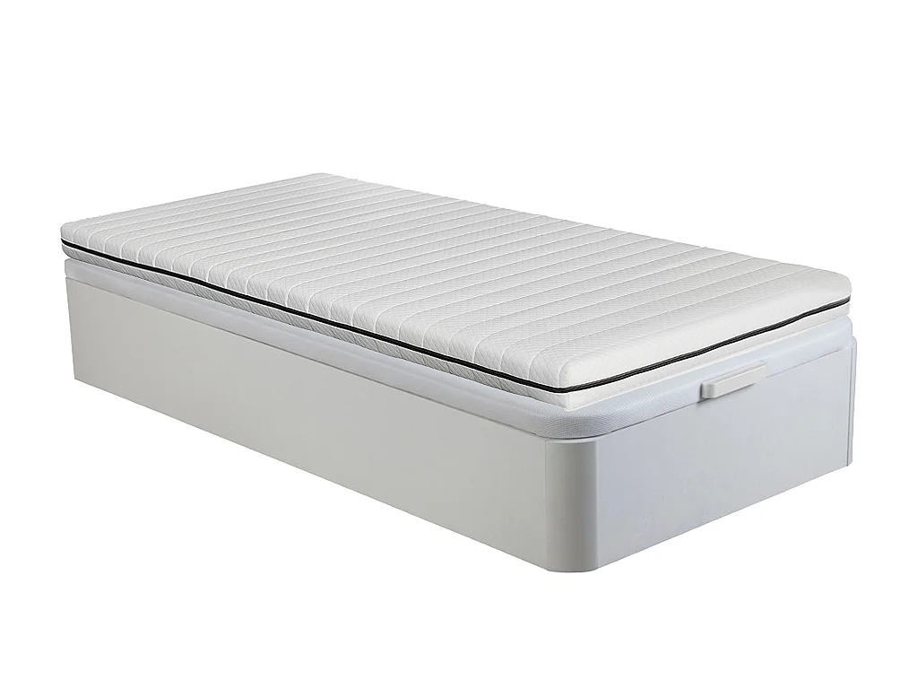 Ensemble 90 x 190 cm sommier coffre blanc + matelas mousse déhoussable ép.10cm - NASUS de YSMÉE