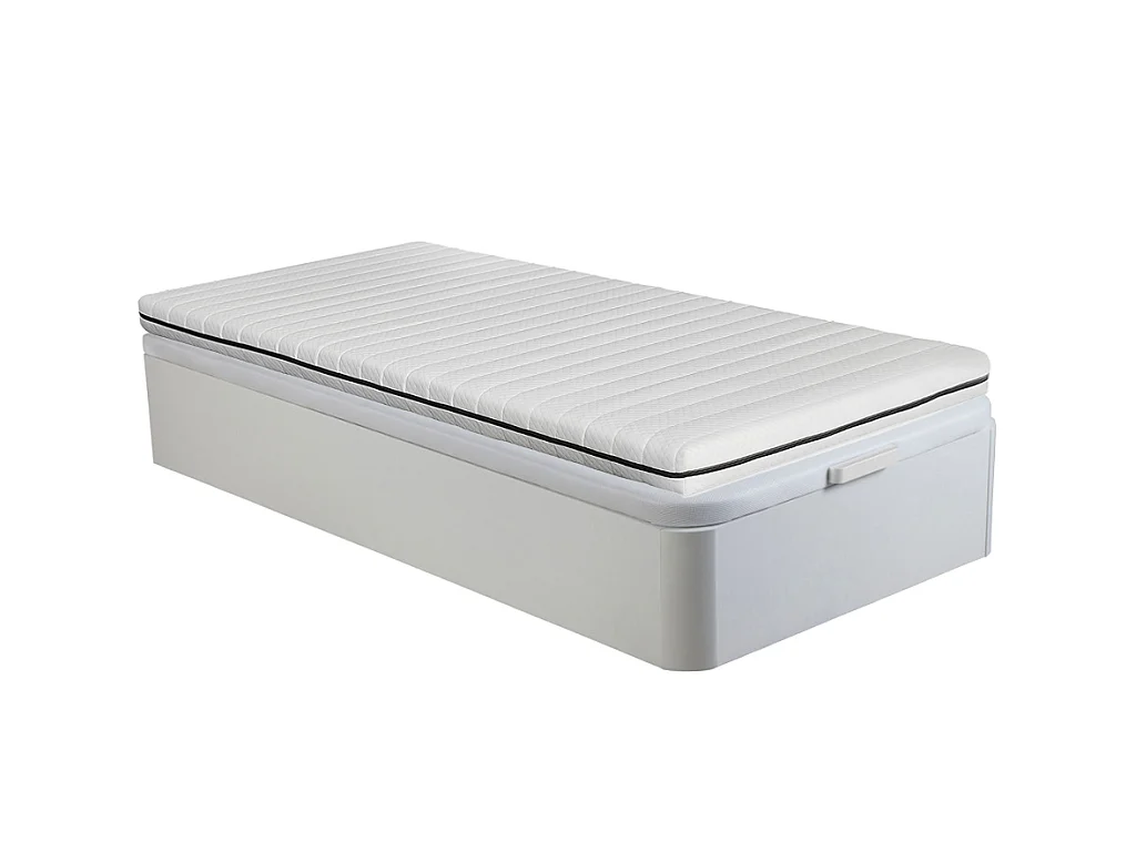 Ensemble 90 x 190 cm sommier coffre blanc + matelas mousse déhoussable ép.10cm - NASUS de YSMÉE