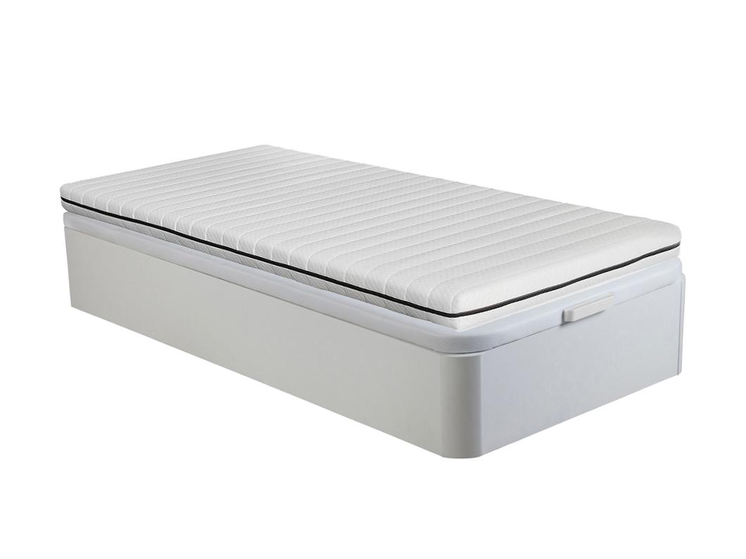 Ensemble 90 x 190 cm sommier coffre blanc + matelas mousse déhoussable ép.10cm - NASUS de DREAMEA