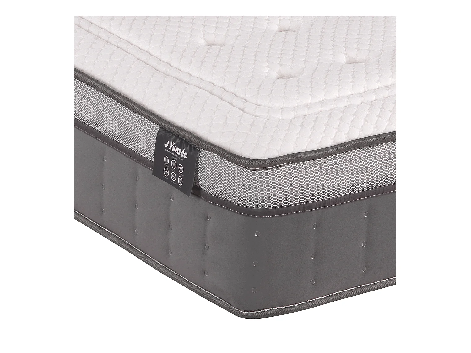 Zestaw 180 x 200 cm stelaż ze skrzynią naturalny jasny + materac hybrydowy o grub. 30 cm z 7-strefowymi sprężynami kieszeniowymi i pamięcią kształtu - ASGARD marki YSMÉE