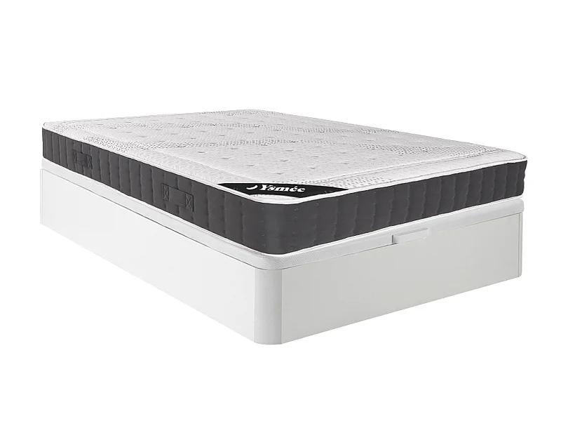 Sett 140 x 190 cm 140 matelas coffre seng med hvit skapsenger + hybridannen lignende minimalke memorygrep oppvipp over Norgesxgo 1000 kronerampop mer komfort