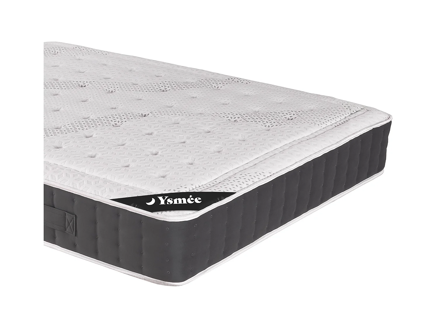 Ensemble 180 x 200 cm sommier coffre blanc + matelas hybride ressorts ensachés accueil mémoire de forme ép.27cm - ATLANTIDE de YSMÉE
