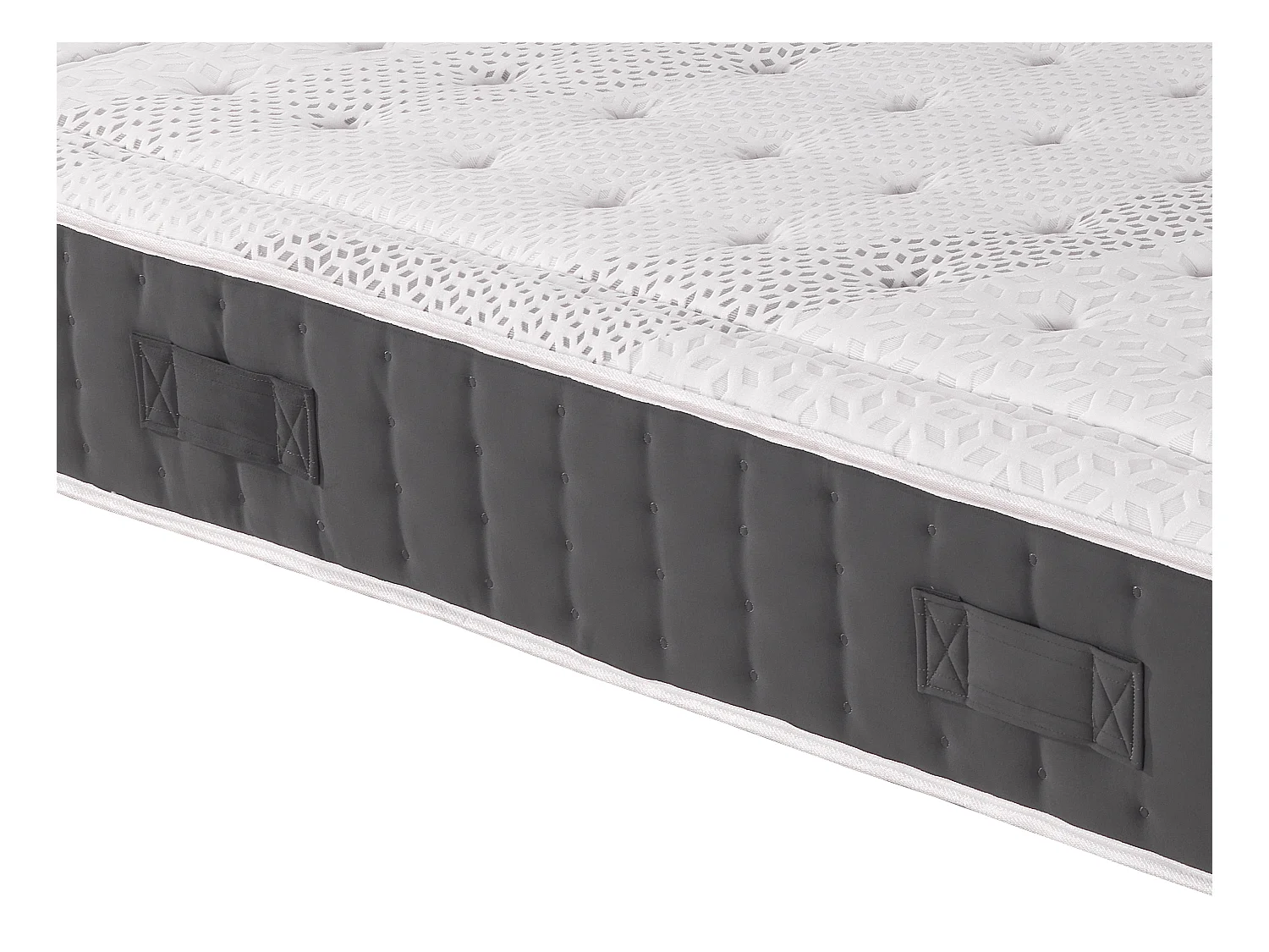 Ensemble 180 x 200 cm sommier coffre blanc + matelas hybride ressorts ensachés accueil mémoire de forme ép.27cm - ATLANTIDE de YSMÉE