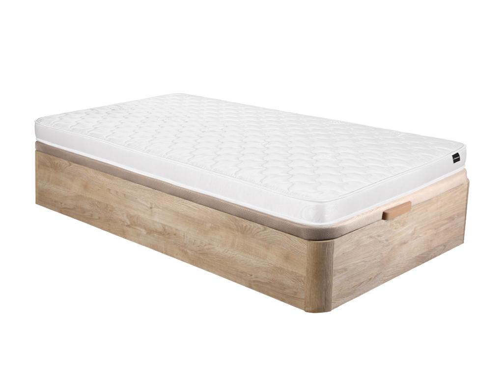 Set aus Bettgestell mit Bettkasten + Schaumstoffmatratze - 90 x 190 cm - St günstig online kaufen