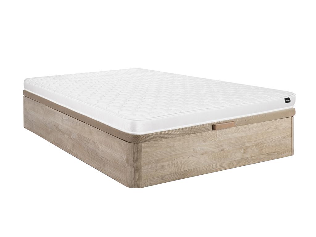 Set aus Bettgestell mit Bettkasten + Schaumstoffmatratze - 140 x 190 cm - S günstig online kaufen