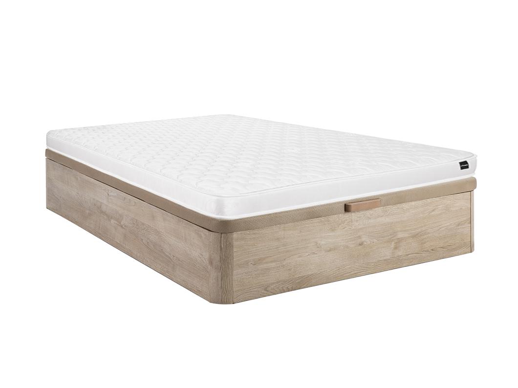 Ensemble 140 x 190 cm sommier coffre naturel clair + matelas mousse ép.15cm - DANAE II de YSMÉE