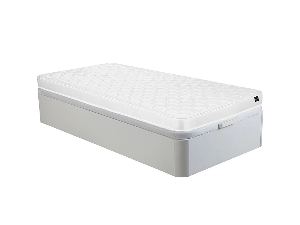 Set 90 x 190 cm bedbodem met opbergruimte, wit + matras van schuim van 15 cm dik - DANAE II van YSMÉE